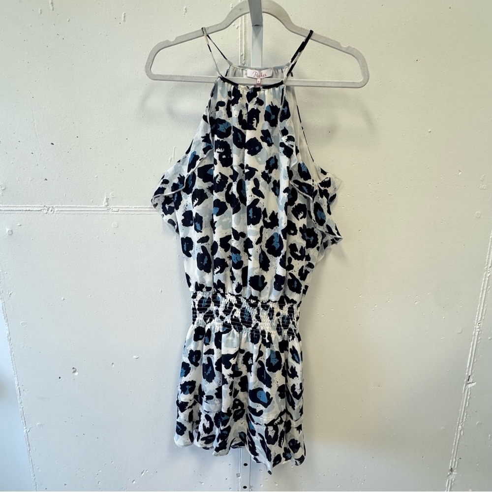 NWT Parker Abstract Animal Print Lightweight Sleeveless Mini Dress Medium Blue